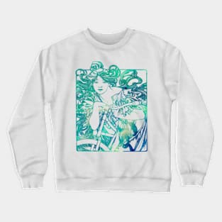 Big Hair And Bike in Water Crewneck Sweatshirt